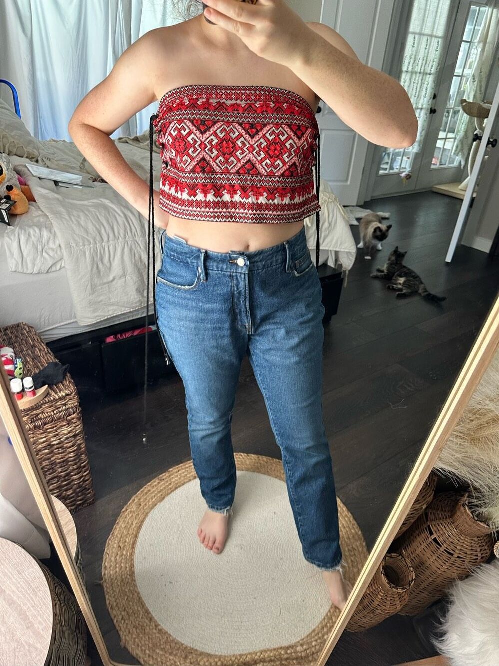 Revolve Queen & Pawn Women’s Small Lace Up Tube Top Embroidered Silk Blend
